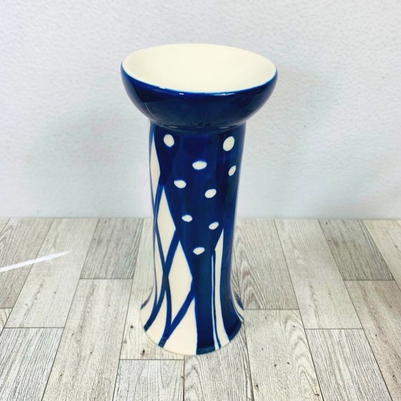 VTG Set of 3 Pacific Rim Candle Holders Blue White Ceramic Taper Candlestick - Picture 6 of 14